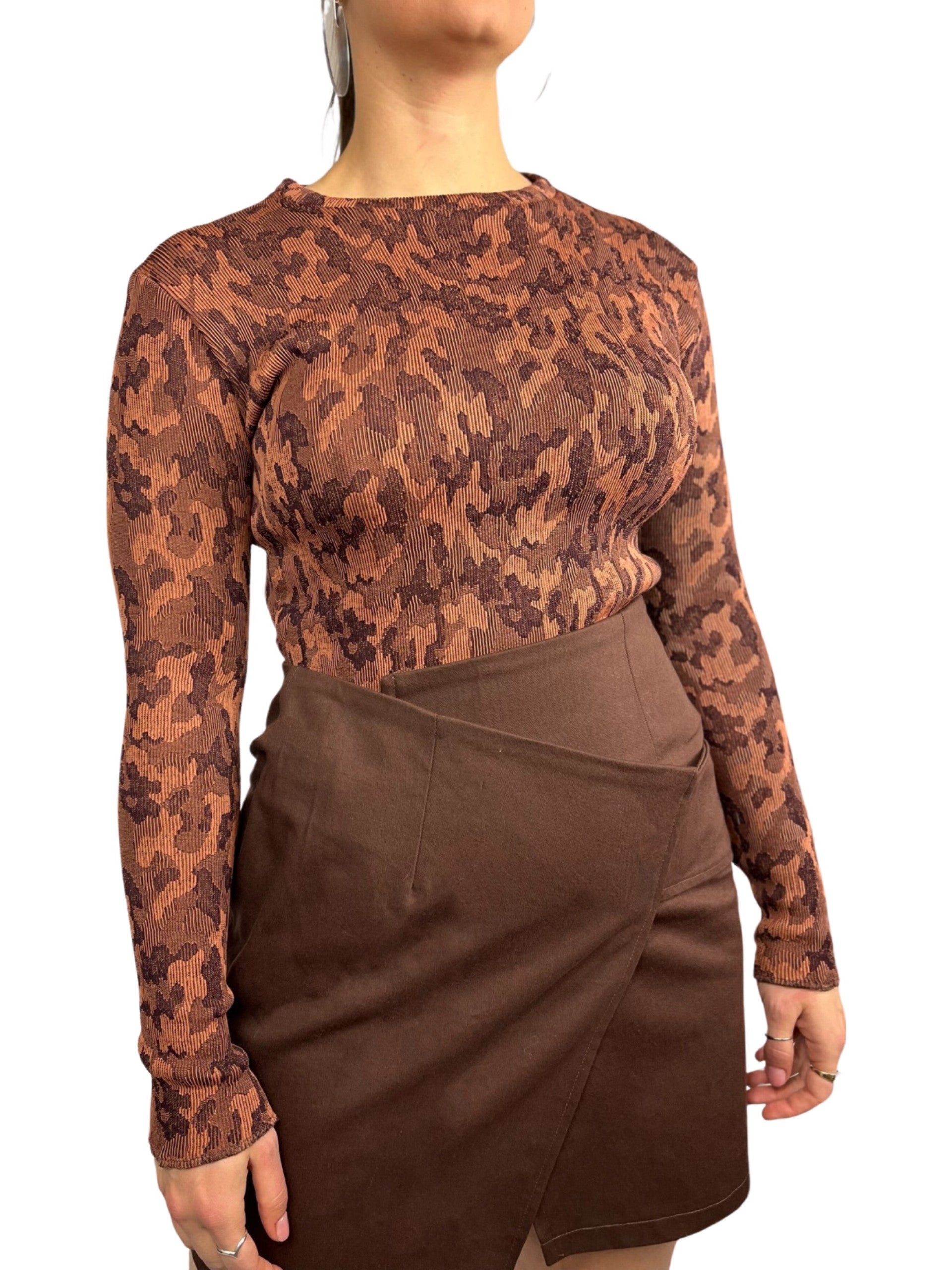 Camo knit top