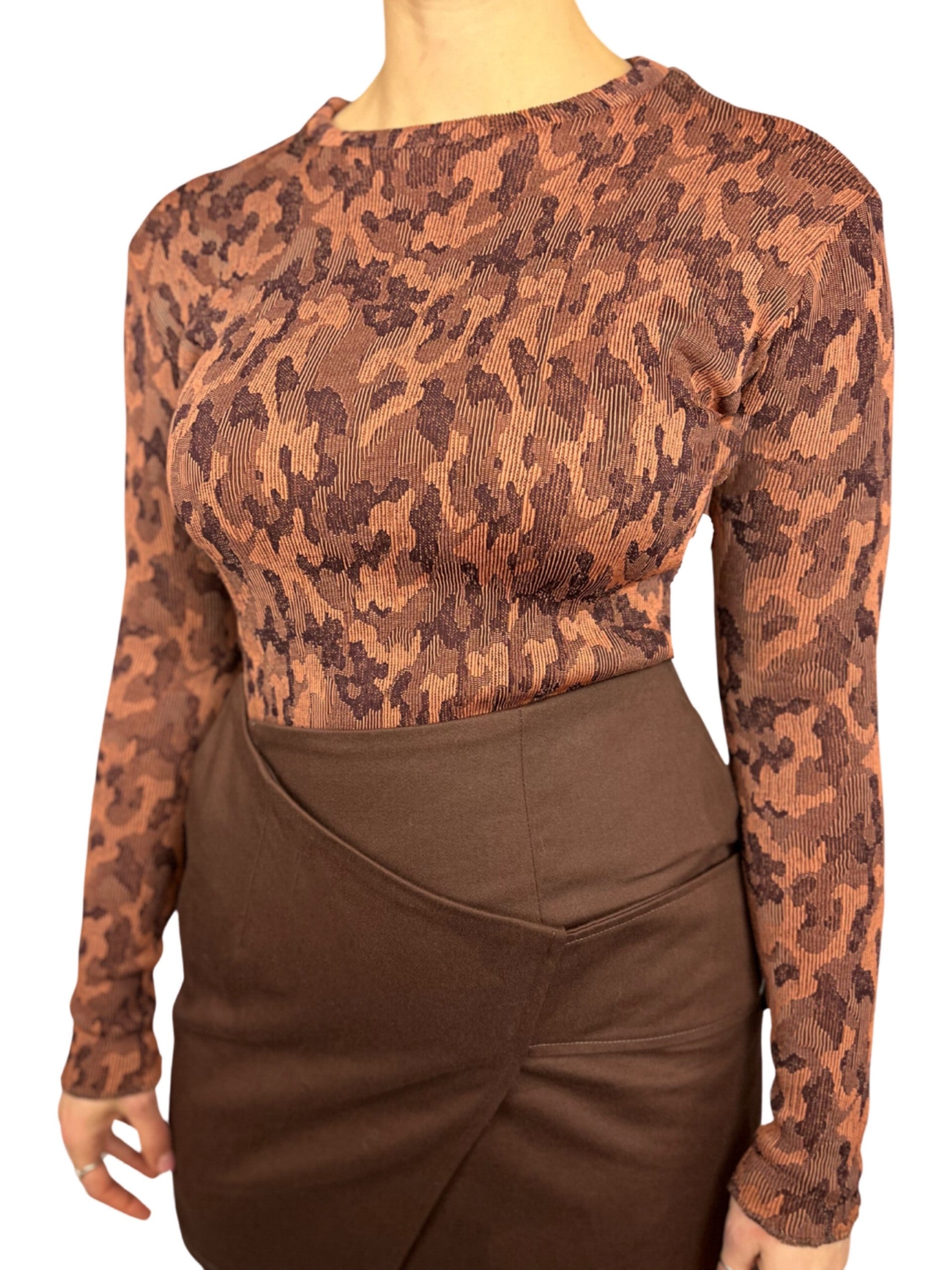 Camo knit top