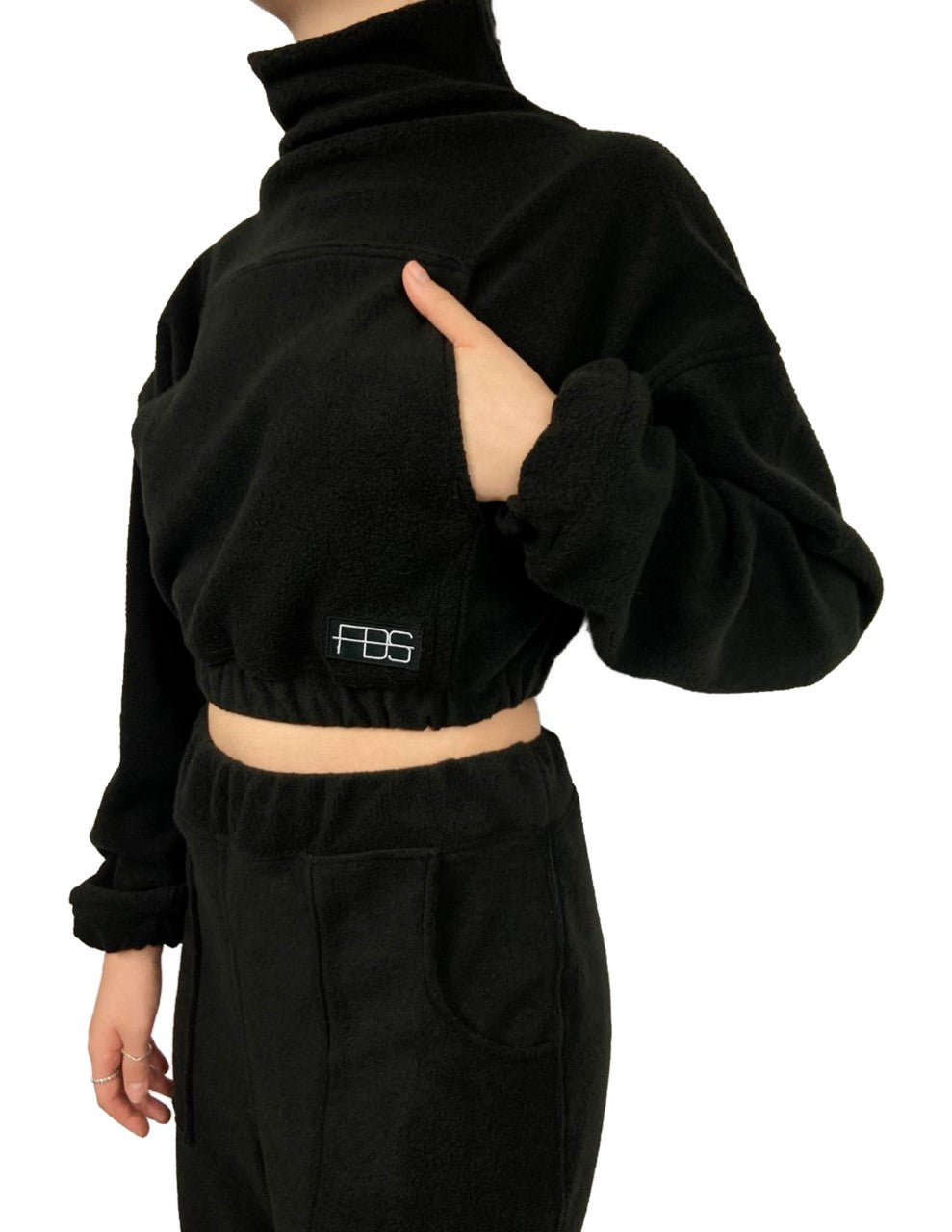 Crop fleece sweater